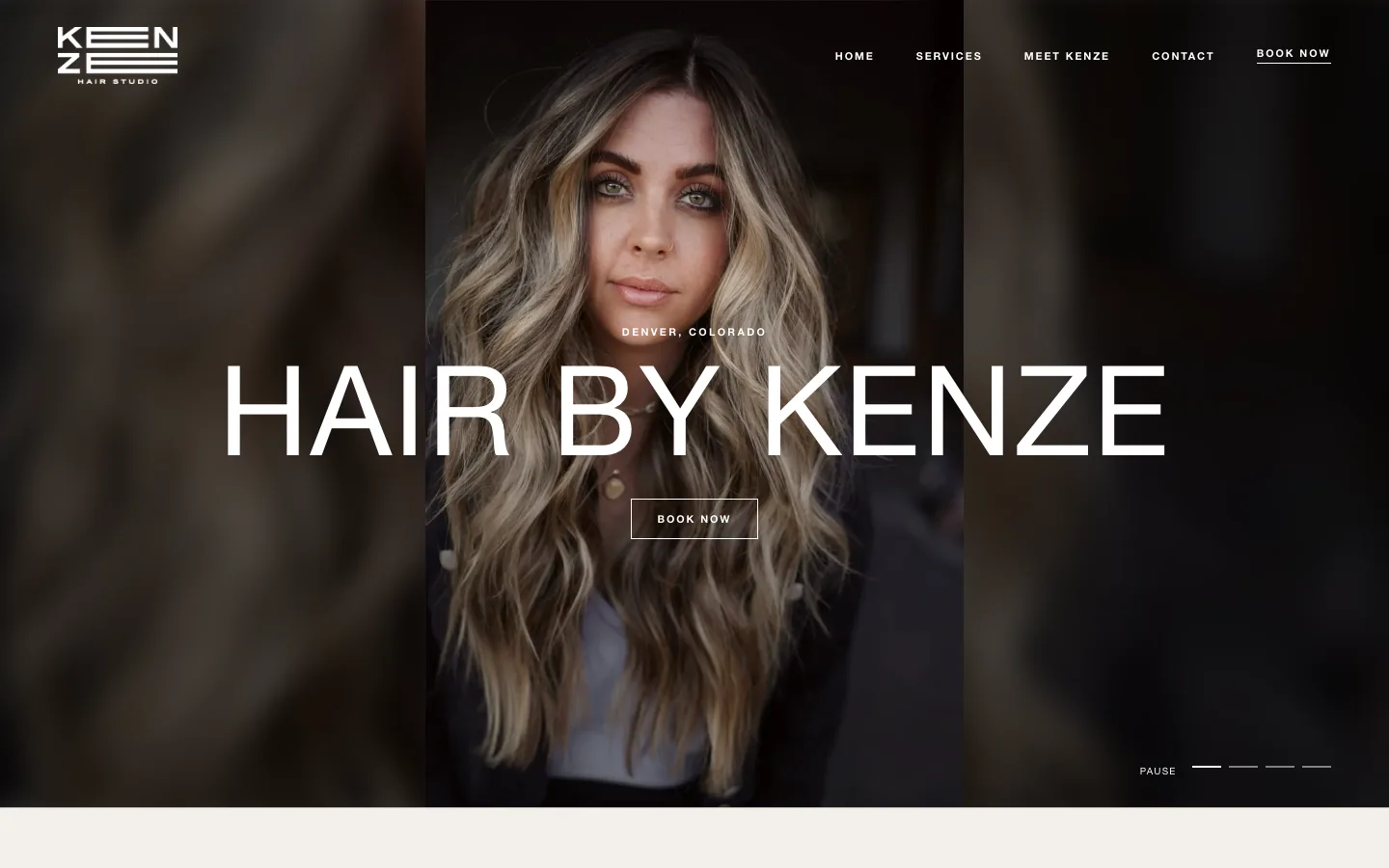 Hair by Kenze website homepage preview